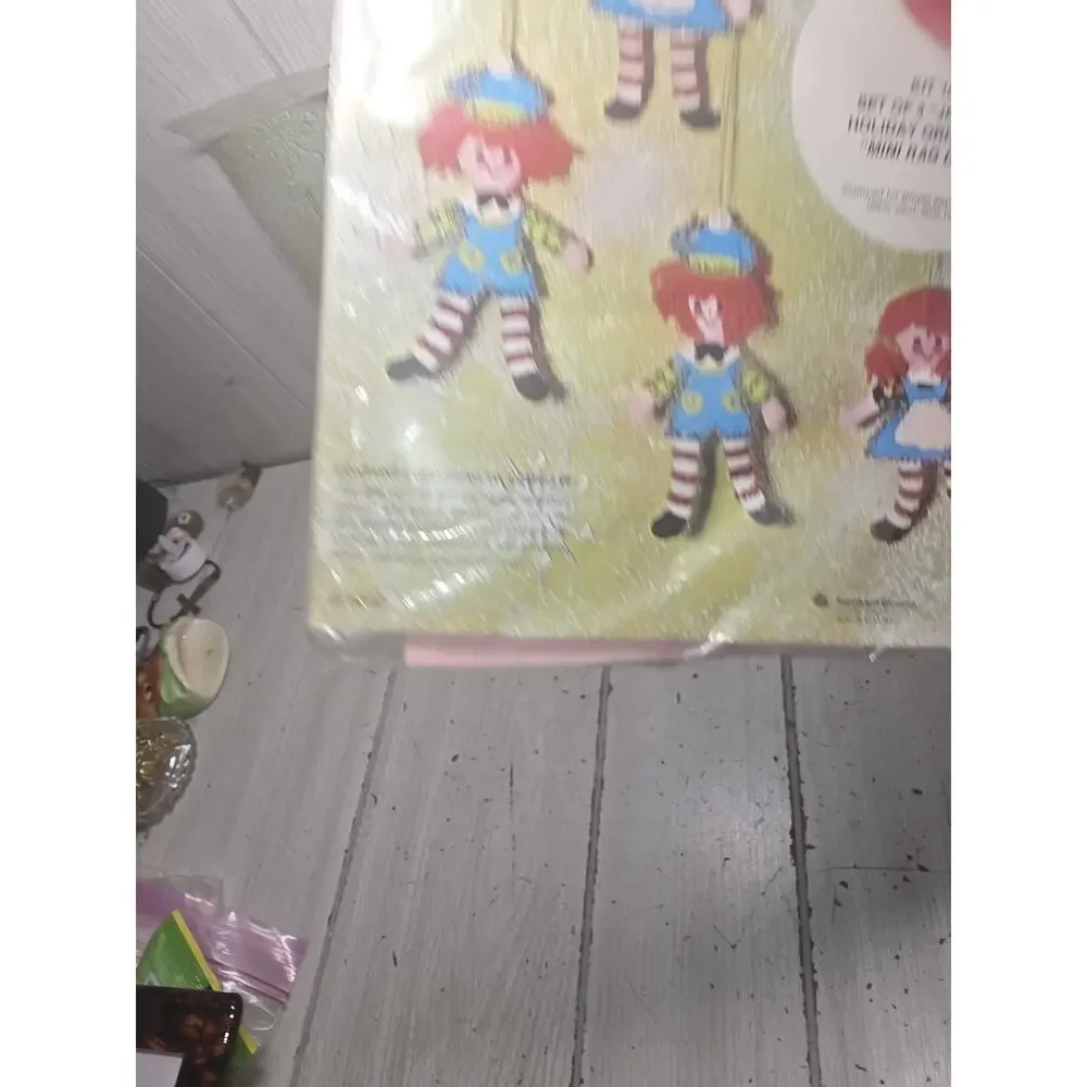 Vtg Bucilla Christmas Needlecraft Kit 1638 Jeweled Rag Doll Ornament Set 2 NIP